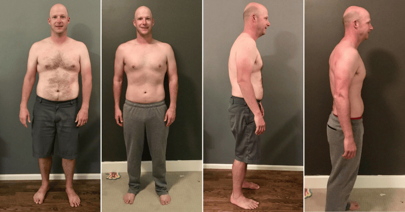 Nick’s original front and side progress comparison photographs